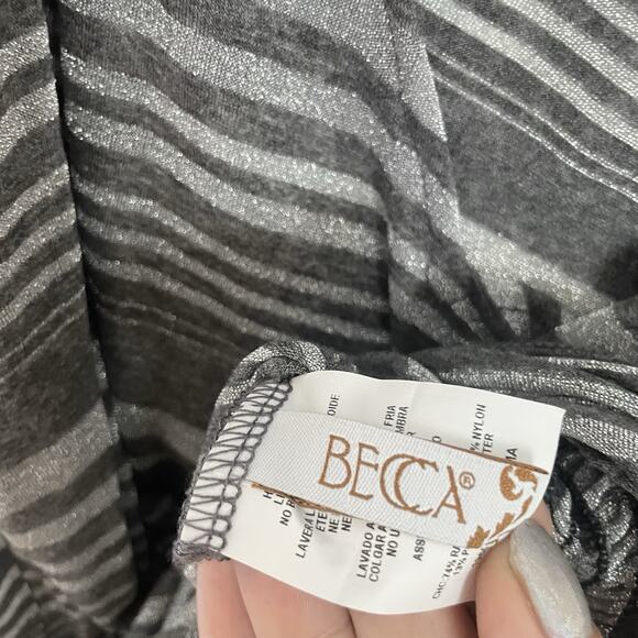 Sparkly Striped Swim Cover Up Dress S Semi Sheer Gray Sleeveless Beach Resort - Picture 5 of 10